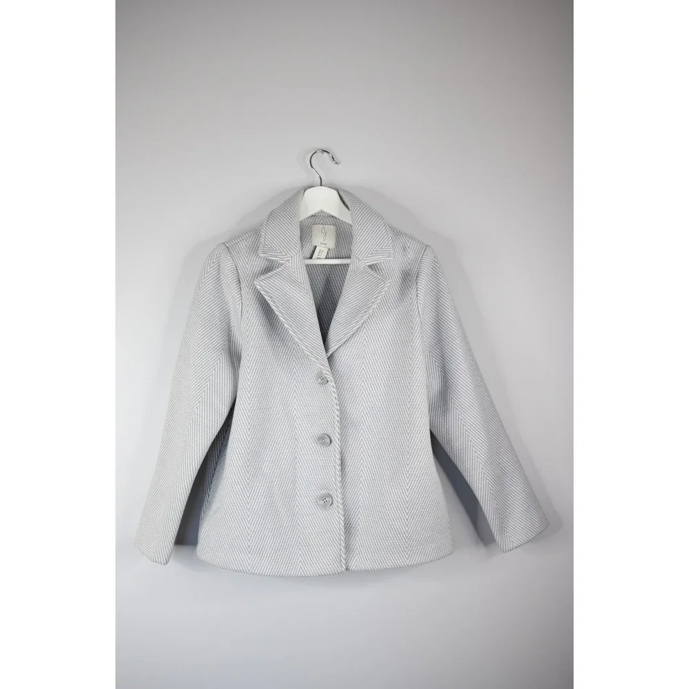 Joie Herringbone Pea Coat Womens‎ Small Grey Blazer Wool Blend Button office